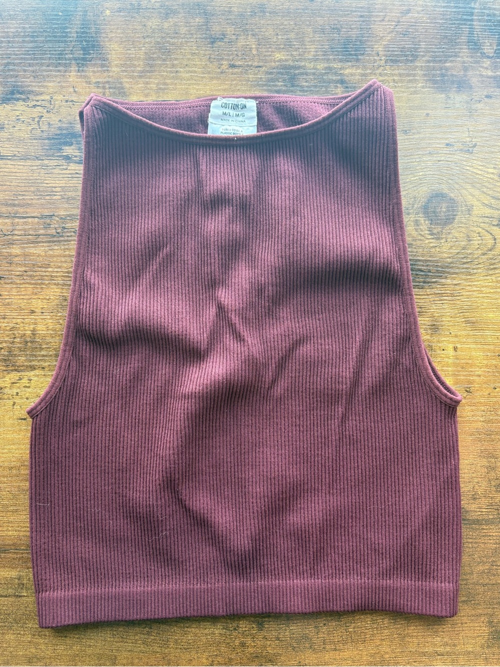 Cotton On Ribbed Maroon Cropped Tank Top